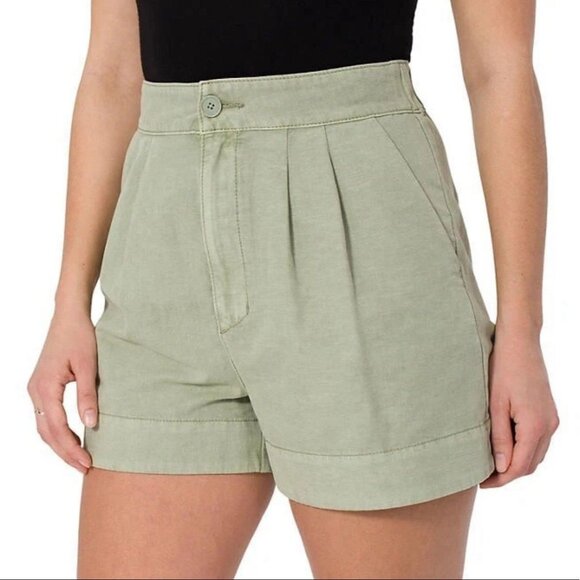 Joie Women’s Pleated Shorts Faded Cactus Green Sz XL NWT MSRP $158 Cotton Linen - Picture 1 of 11